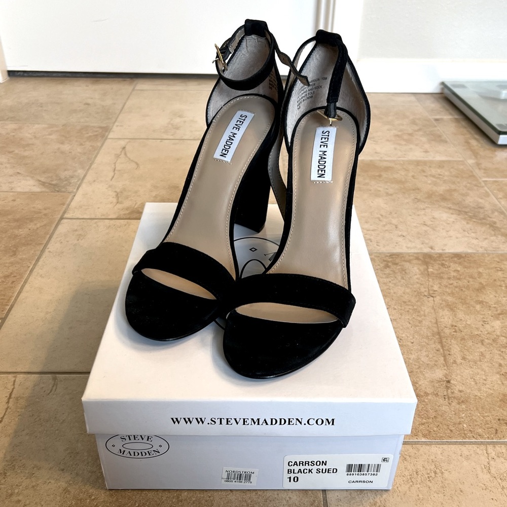 Steve Madden Black Suede Carson Heels